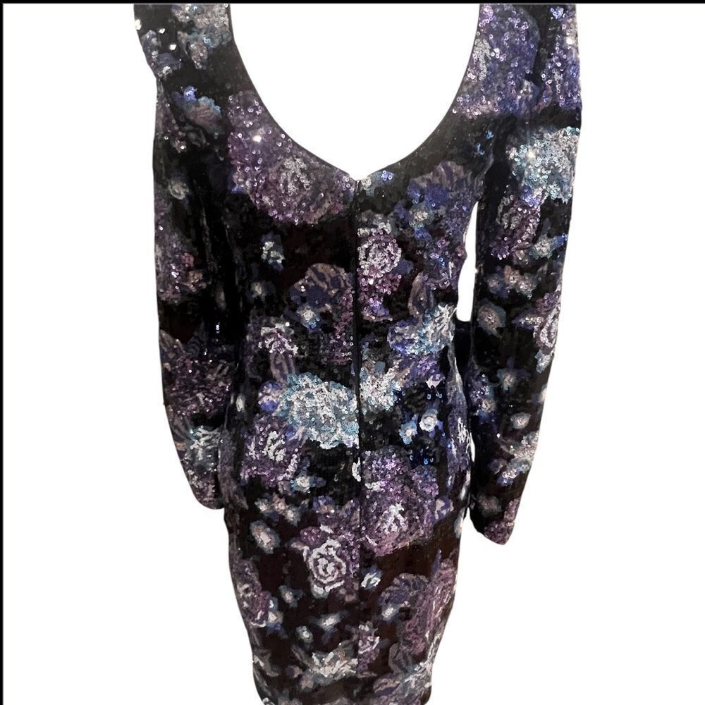 NWOT Dress the Population Nathalia Sequin Floral Long Sleeve Mini Dress size xs - Picture 11 of 13